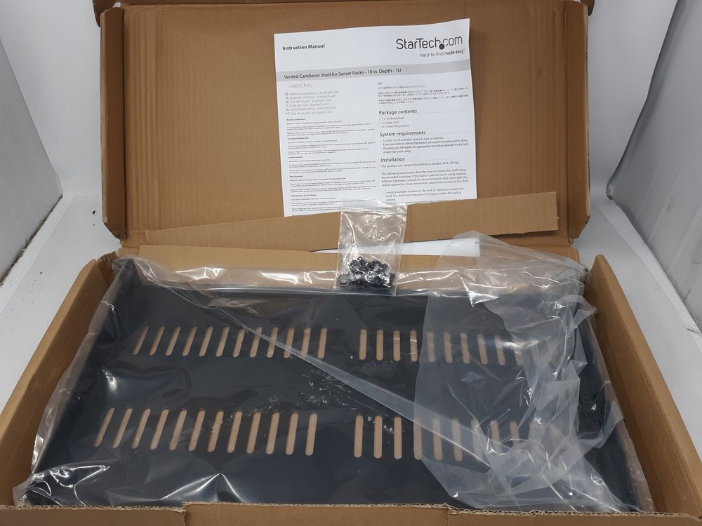 StarTech.com 1U Vented Cantilever Shelf 10" Depth Server Rack Mount CABSHELFV1U