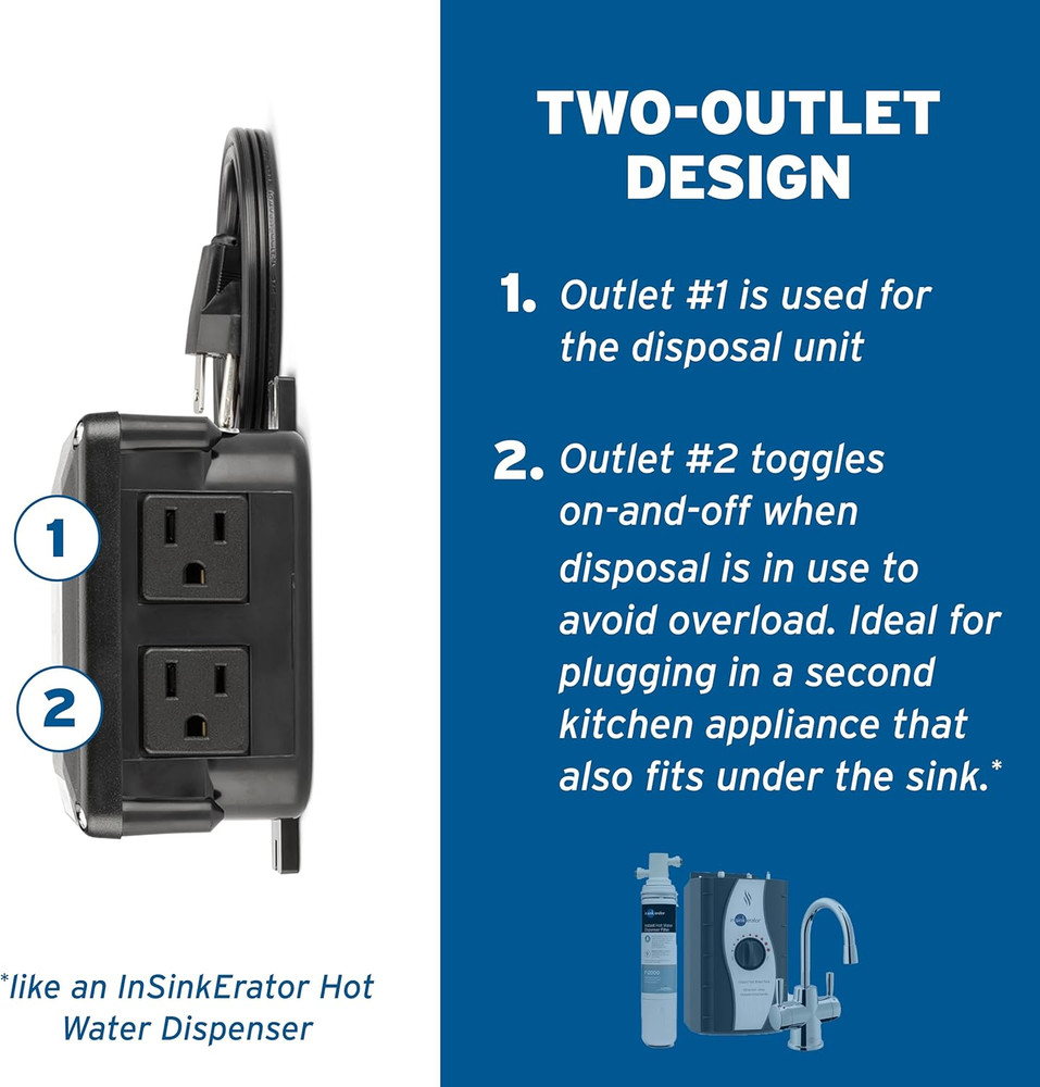 Garbage Disposal Air Switch Kit, Dual Outlet Sink Top Switch Button for All Foo