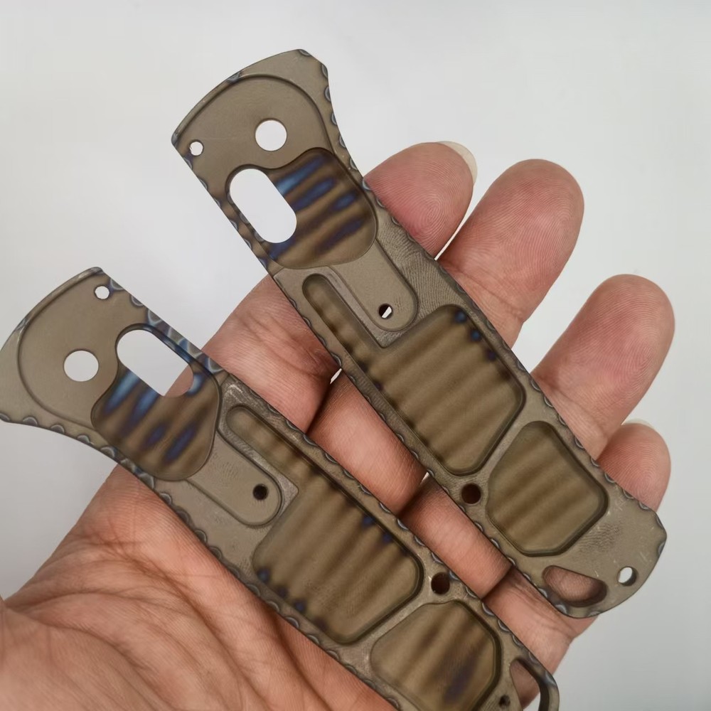 1 Pair Burning TC4 Tiger Pattern Handle Scales for Benchmade Bugout 535