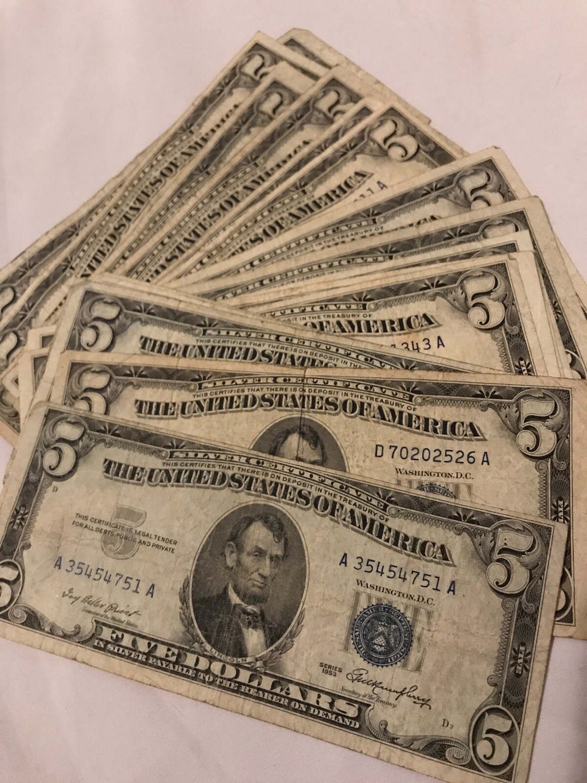 ✯ One RARE 1953 Blue Seal $5 Silver Certificate Note FIVE Dollar Bill Lot Money✯