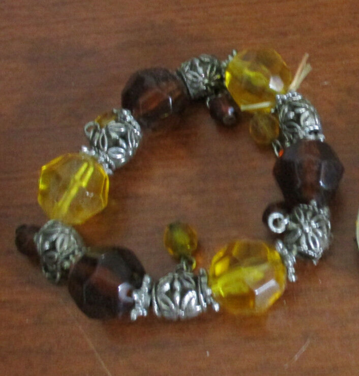 Browns, Golds, & Silver BEAD BRACELET