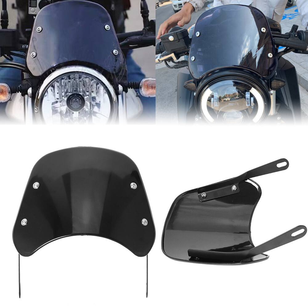 Motorcycle Headlight Windshield Windscreen Universal For 5-7'' Round Headlight