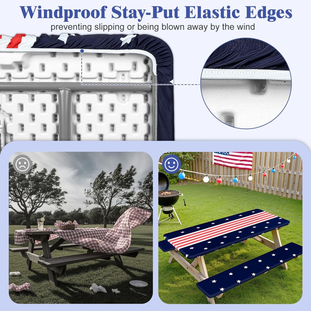 Picnic Table Cover with Bench Covers Windproof Waterproof Picnic Table Covers...