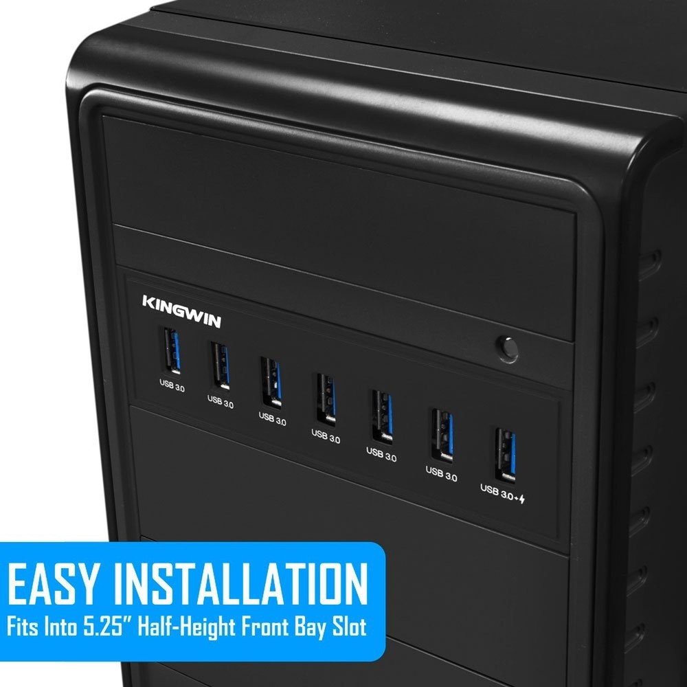 Kingwin Front Panel USB 3.0 Hub 7 Port & One Fast Charging USB 2.1A Charging ...