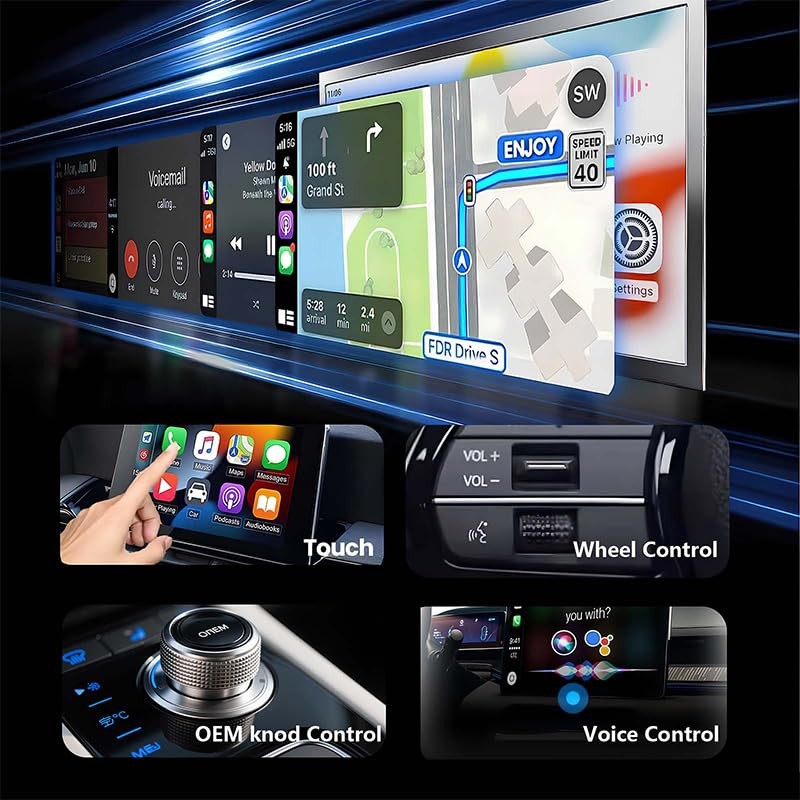 YFDUNV Wireless CarPlay Adapter & Android Auto Dongle, Shiny Silver