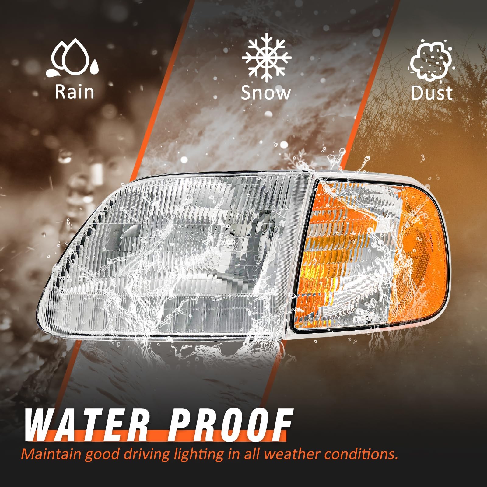 Compatible with Ford 1998-1999 F250 Headlights Assembly for 1997-2003 F150