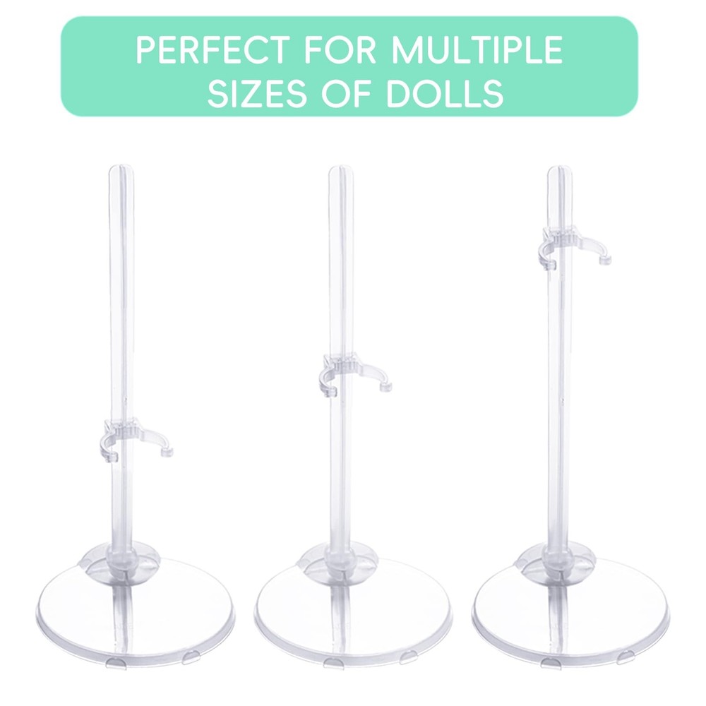 XJMWXHFC 10pc Adjustable Doll Display Holders, Clear Plastic Action CLEAR