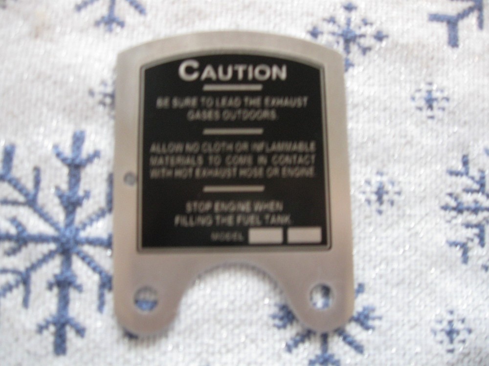 Maytag MODEL 92 caution plate SHORT SHALLOW TANK S-284 