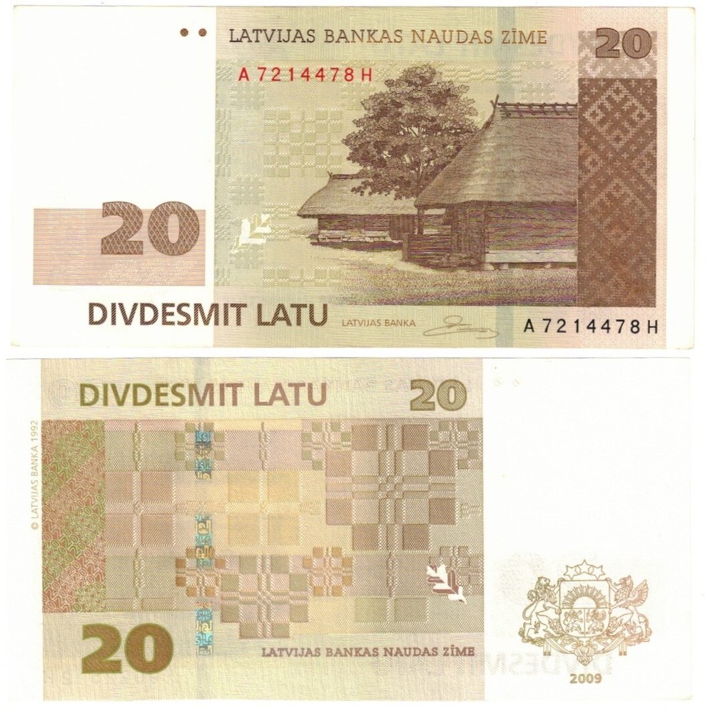 Latvia 2x 20 Latu 2009 EF/aUNC sequential [2]
