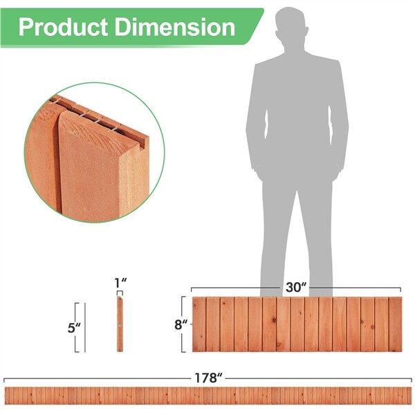 Wooden Fence Garden Landscape Edging Flexible Decorative Border for Yard Patio