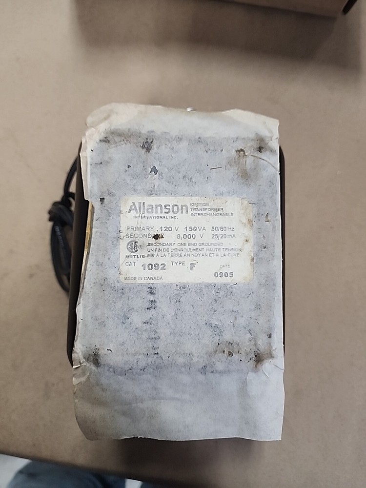 ALLANSON #1092 TYPE F IGNITION TRANSFORMER INTERCHANGEABLE (120V)