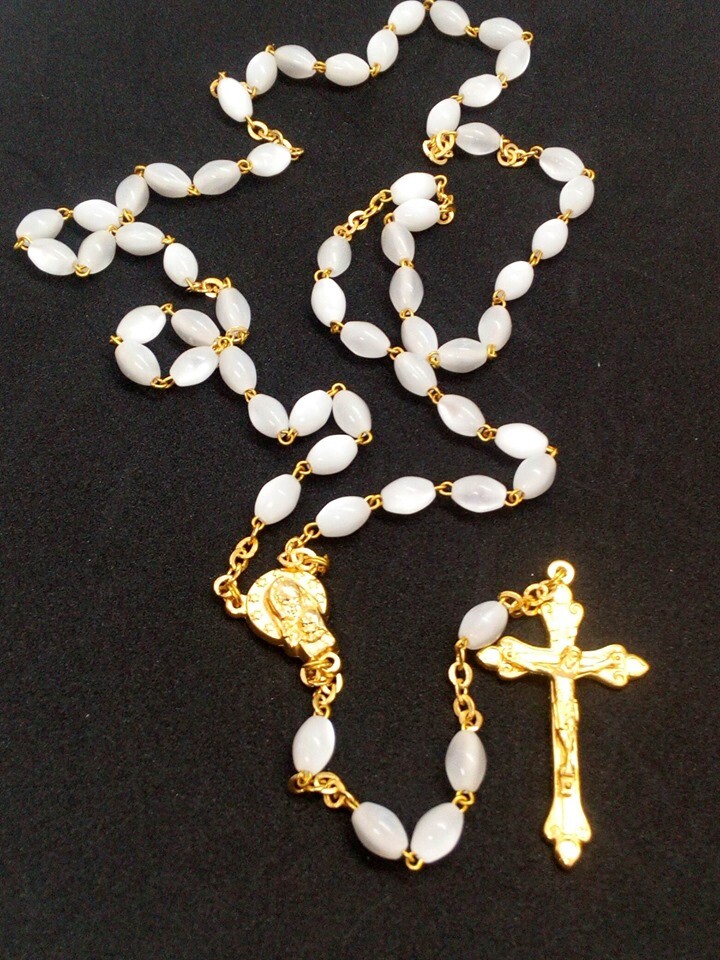 White Rosary Beads - Made in Italy - Stamped Italy