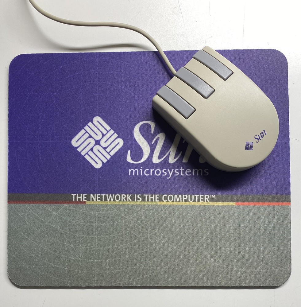 SUN 370-1586 Type-5c Mechanical 3 Button Mouse Model Compact1 Mouse WITH NEW PAD
