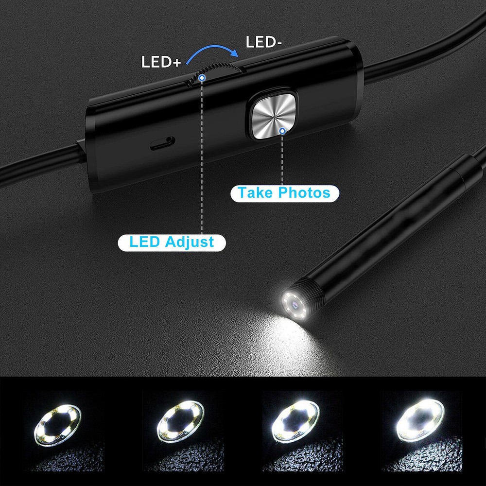 7mm HD Snake Endoscope Borescope Inspection Camera for USB Type C Android PC