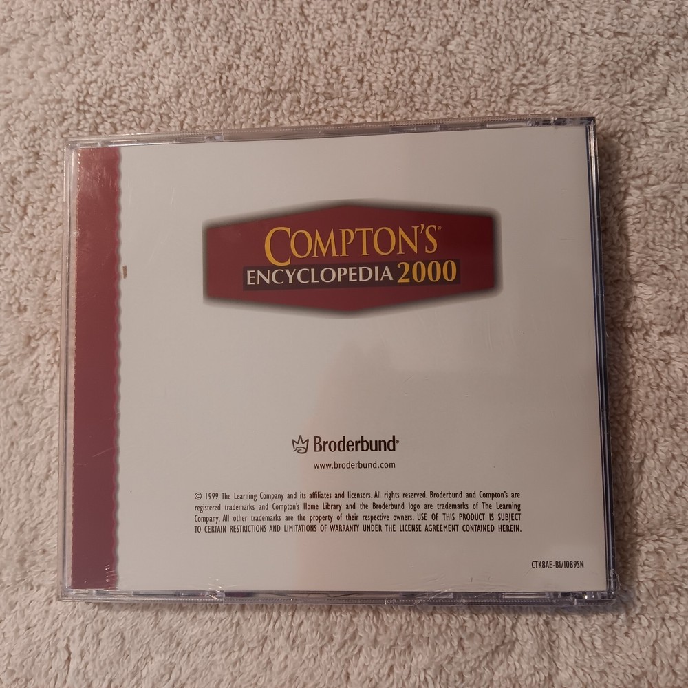 Compton'  Encyclopedia 2000 Program Disc by Broderbund CD for Windows 1999 New