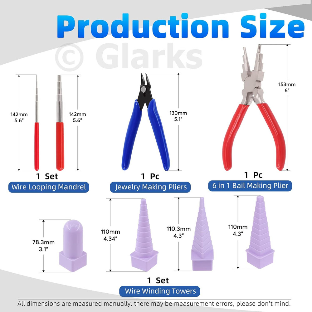 8Pcs Wire Looping Tool Set Including Wire Looping Mandrel, 6 in 1 Bail Making Pl