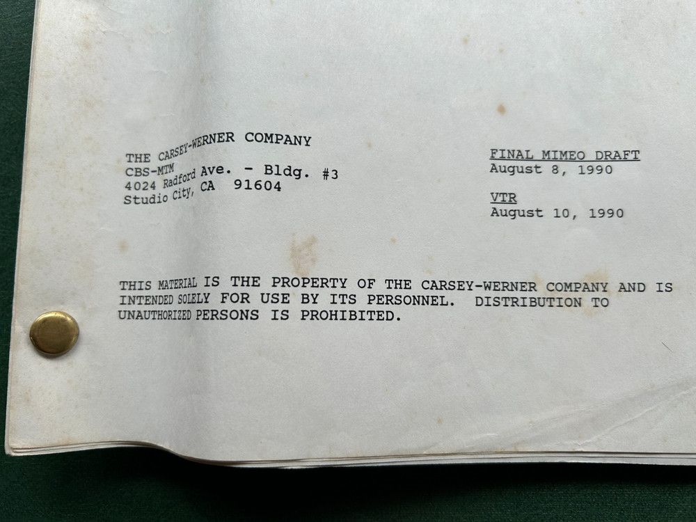 Original Roseanne TV Production Script "The Test" 1990 Final Draft