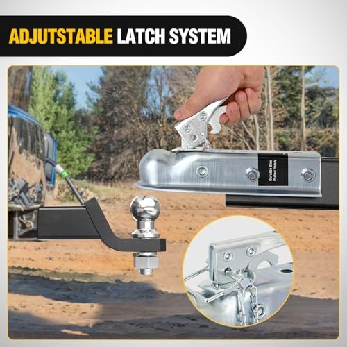 Straight Trailer Coupler with Security Latch&Chain for 2 2"x2-1/2"/3500Lbs