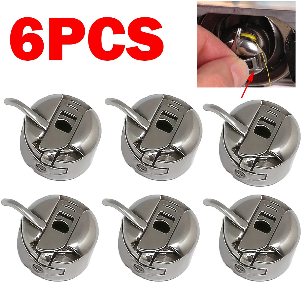 6 Pcs Sewing Machine Bobbin Case for Front Loading 15 Class Machines Metal