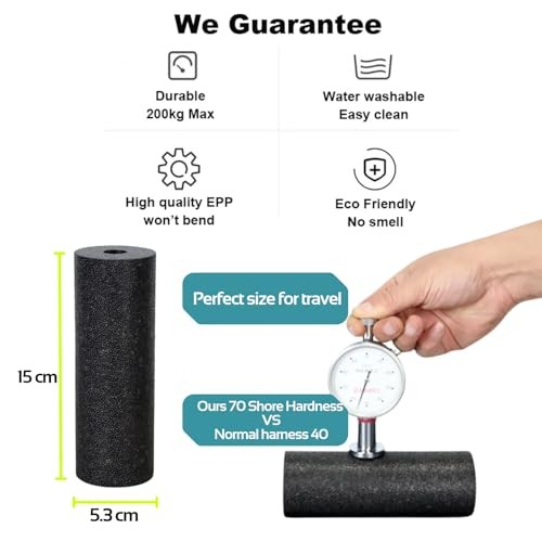 Mini Massage Foam Roller High Density - 100% Recycled Black Roller + Ball Set