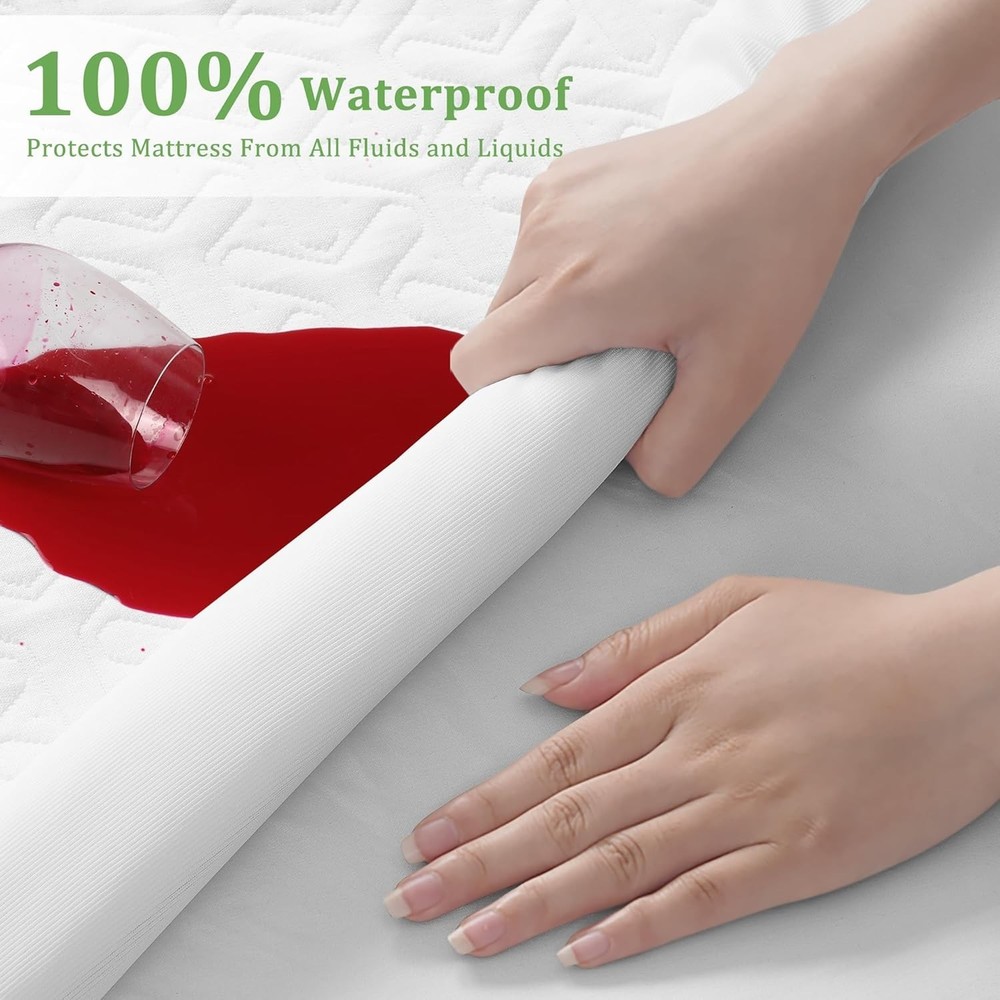 Breathable Cooling King Mattress Protector - Deep Pocket, Machine Washable
