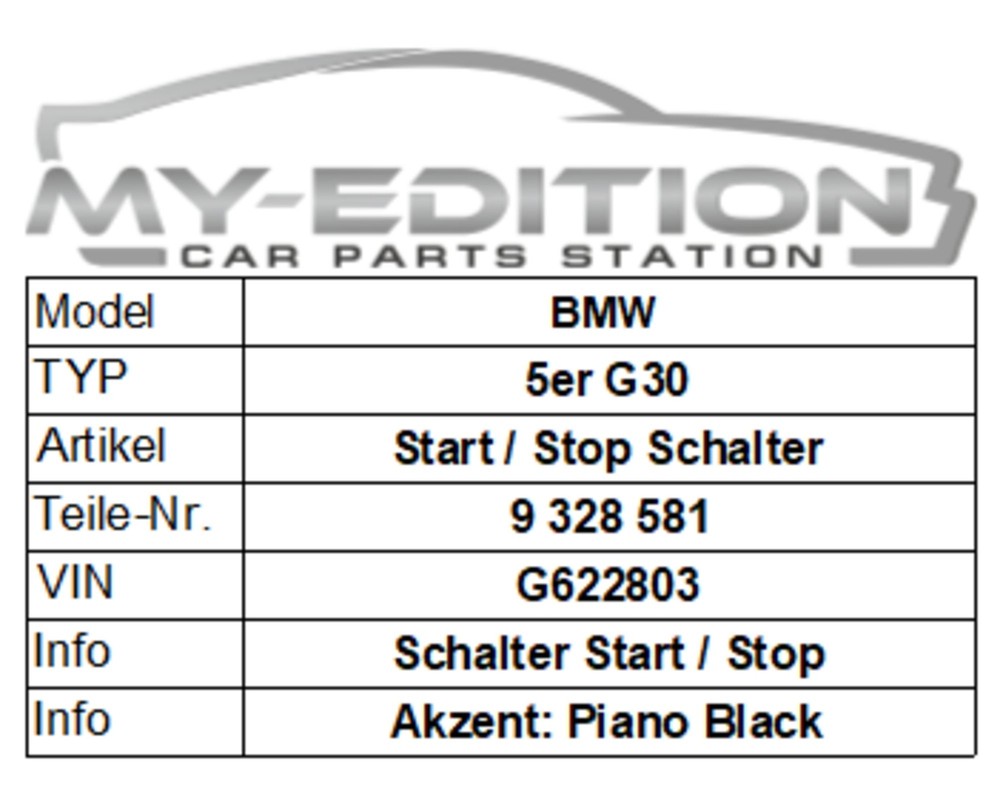 Bmw G30 G31 Start Stop Switch Motor Starter Button