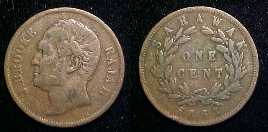 SARAWAK 1863 One Cent F