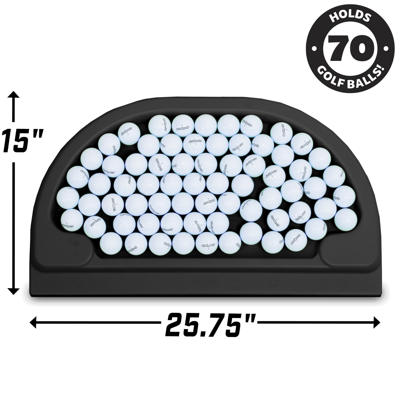 GoSports All-Weather Golf Ball Tray 70 Ball Capacity - Black