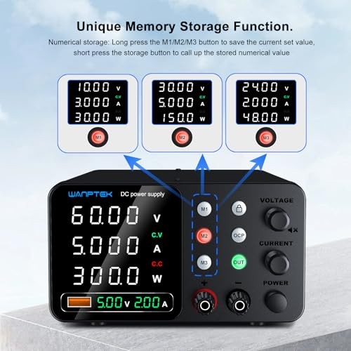 DC Power Supply Variable, 60V 5A Adjustable Switching 0-60V/0-5A(300W)