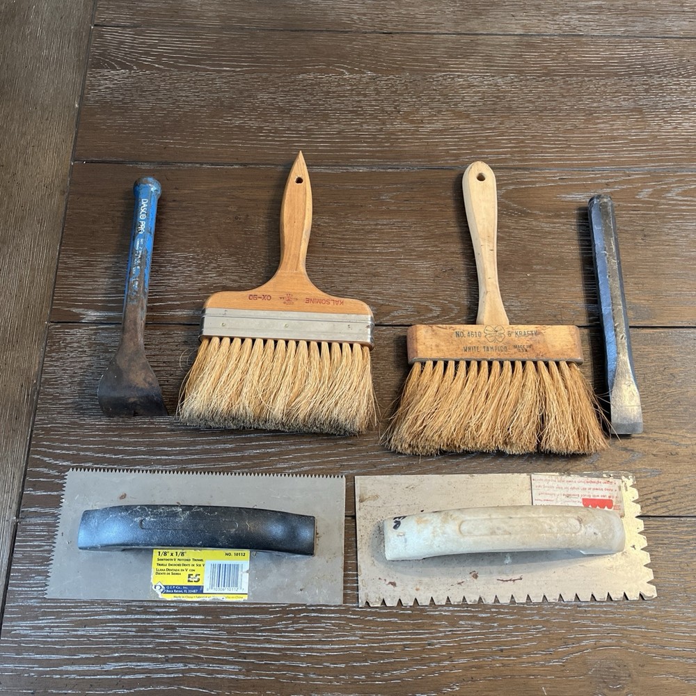 Masonry Flooring Wall Paper Construction Lot Trowels Brushes Cold Chisel Tools