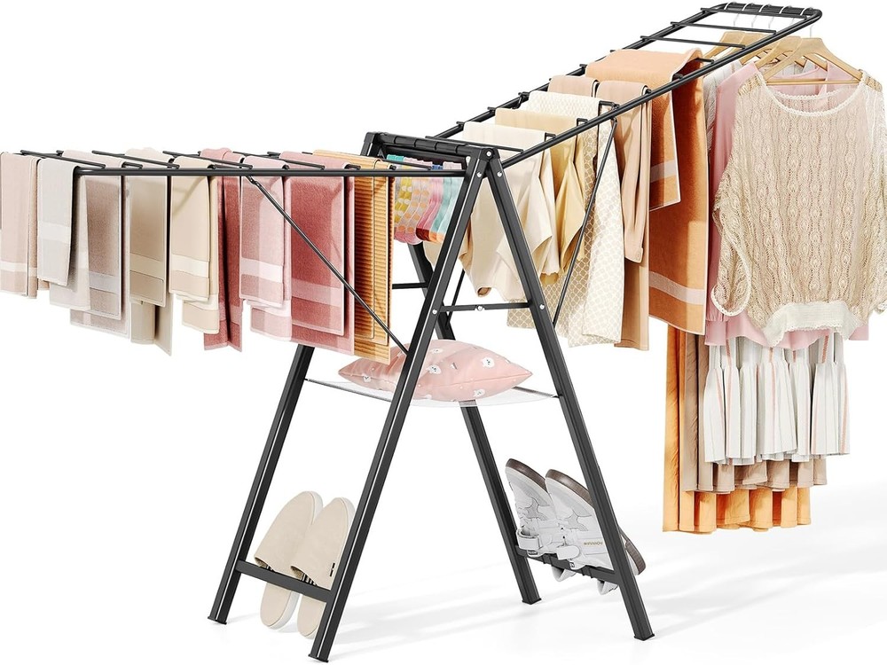 Clothes Drying Rack Foldable Metal Laundry Drying Rack Collapsible Portable