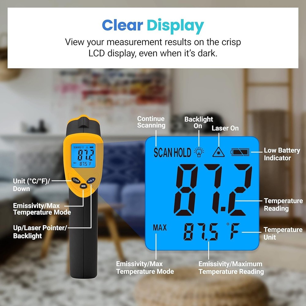 Infrared Laser Thermometer Gun – Quick & Accurate Temperature Measuring Tool