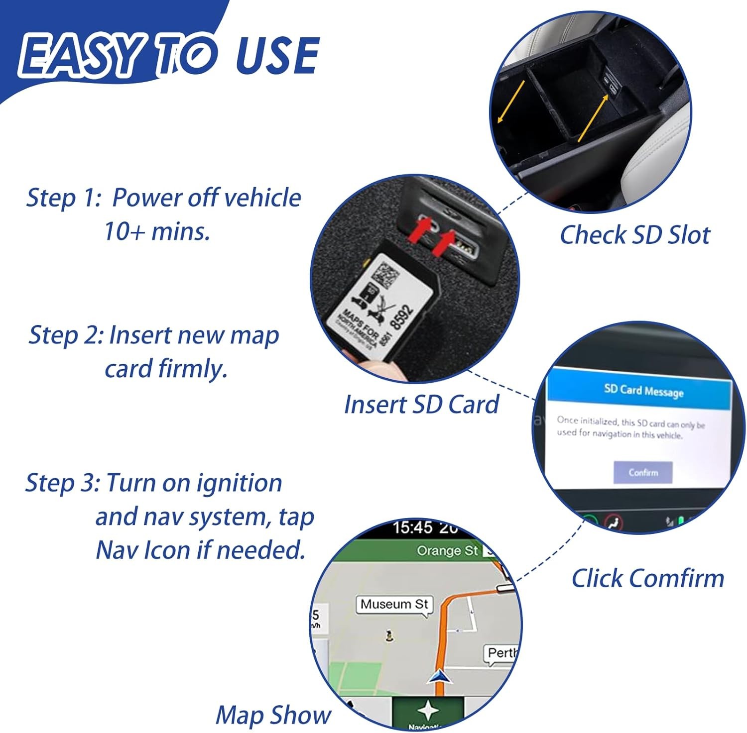 2025 Release GPS Navigation SD Card Compatible with GMC Chevry Cadilla Buick,Sil