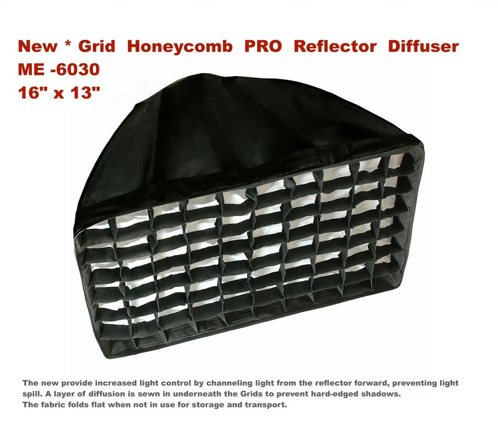 NEW. 16 x 13’’ Grid Honeycomb PRO Studio Diffuser/Soft Light Diffuser # ME-6030