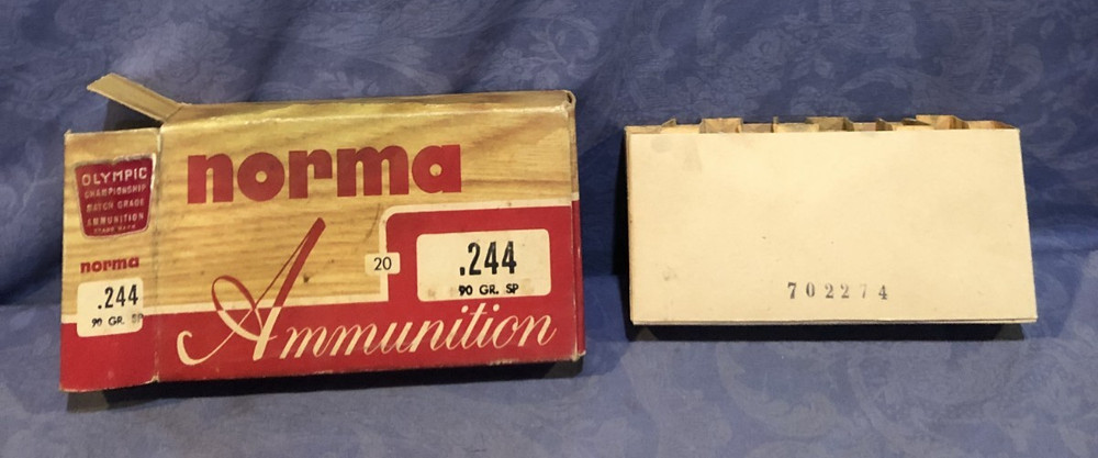 Norma Ammunition empty 20 round .244 90 gr. sp. box