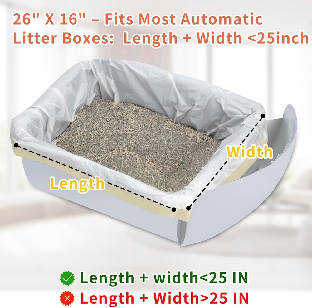 Durable & Odor-Control Cat Litter Box Liners with Easy Tie Drawstring - 20 Count