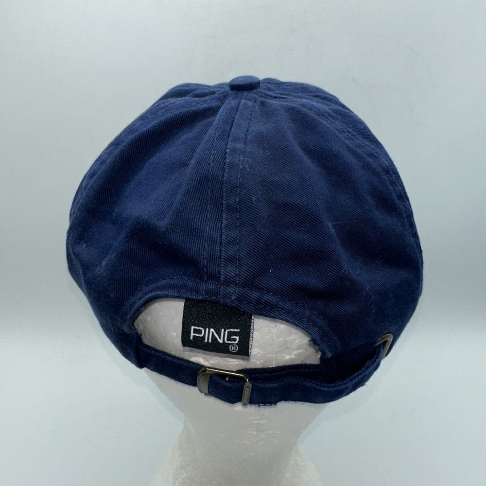 PING Golf Adjustable Strapback Hat Navy Blue Embroidered Logo Cap Hat