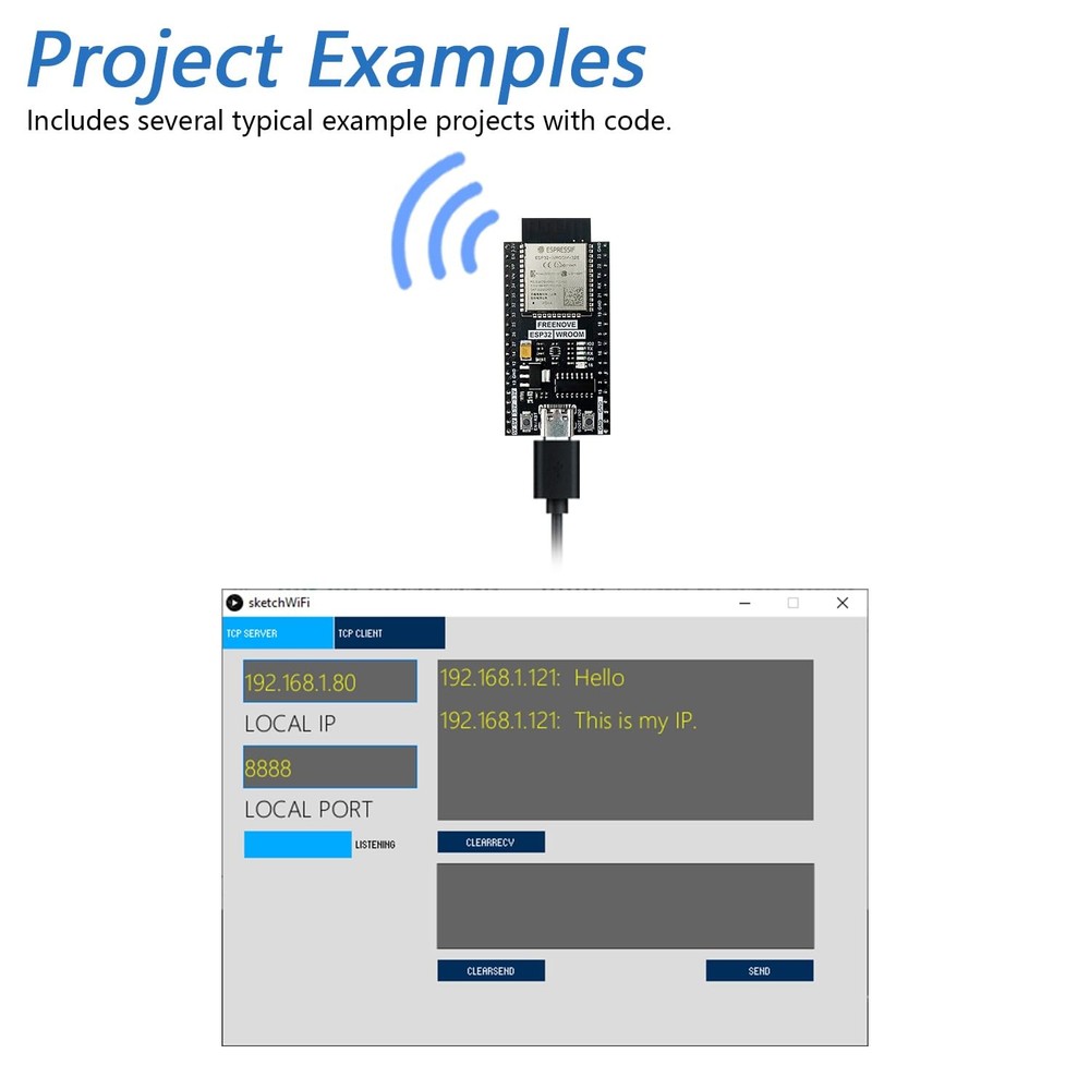 ESP32-WROOM Board (2 Pack), Dual-core 32-bit 240 MHz Microcontroller, Onboard