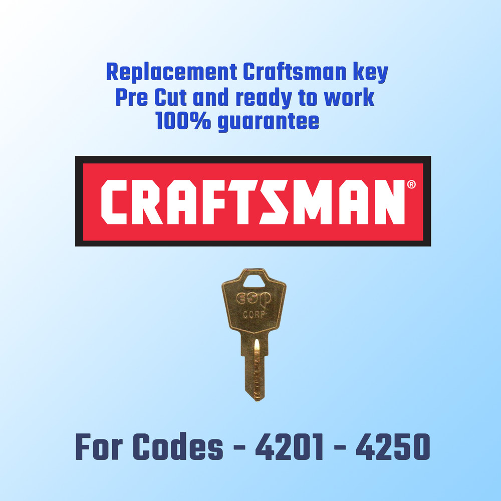 4201-4250. New Key For Craftsman Tool Box Locks. Pre Cut To Code Ready To Work.