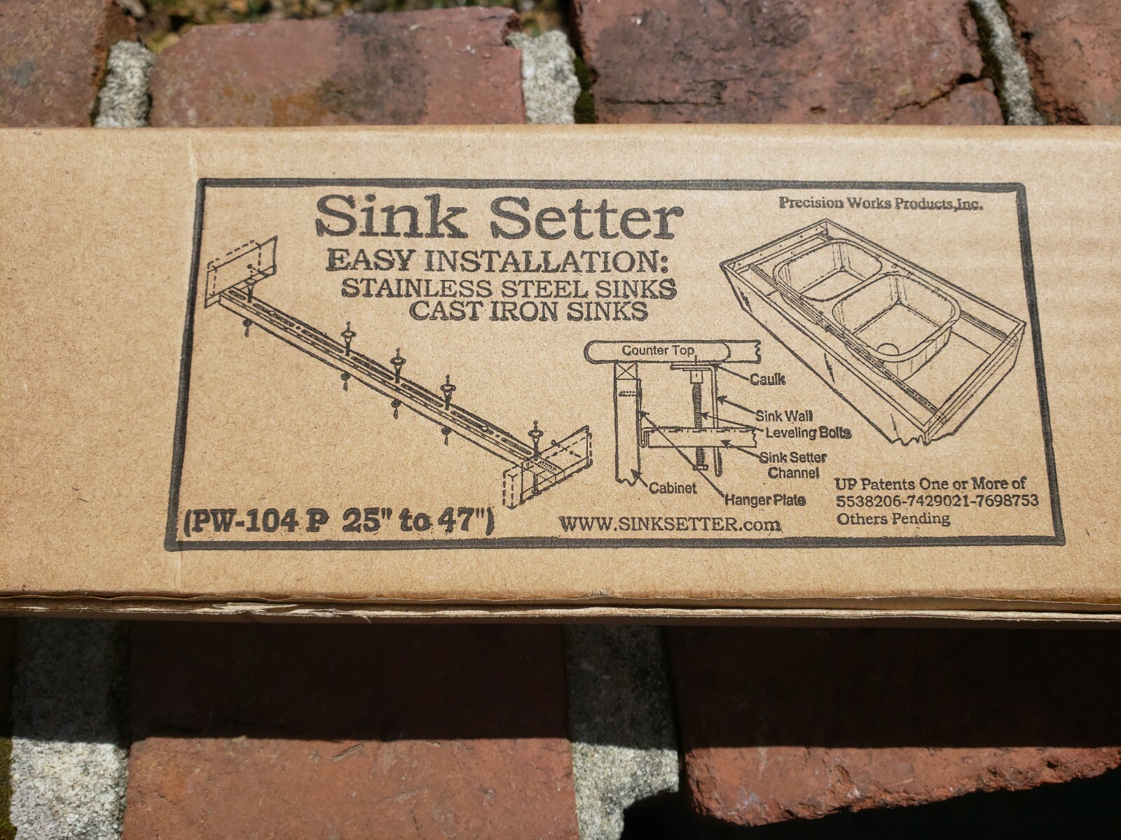 Sink Setter PW-104-P Side to Side installations 25” to 47”