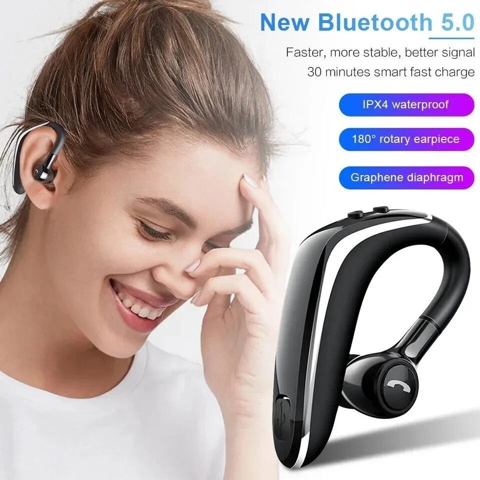 Wireless Bluetooth Handsfree Earphone Earhook Headset For Smart Phone Universal