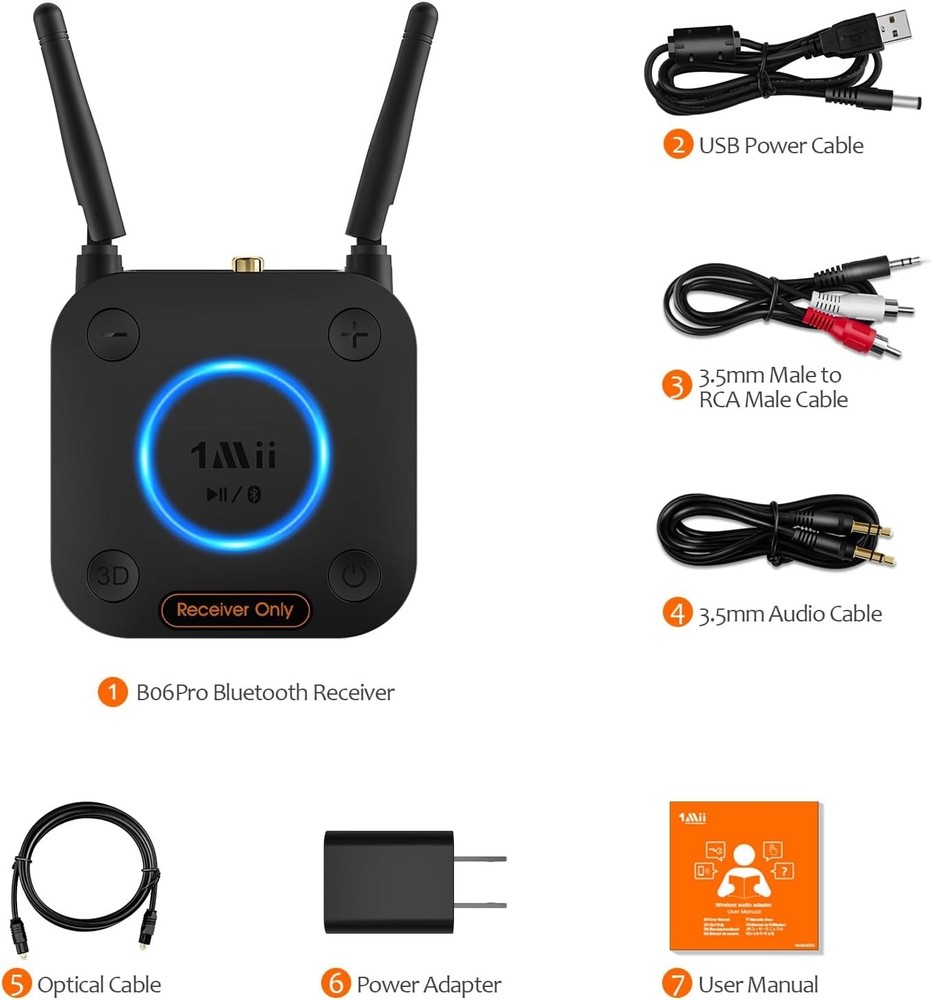 1Mii B06 Pro-B0301 Long Range HiFi Bluetooth 4.2 Adapter Upgraded