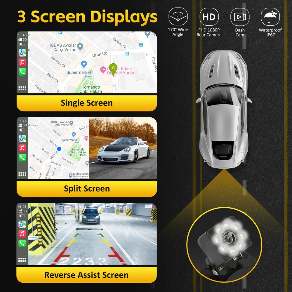 Portable 7" Touch Screen Wireless CarPlay A*pple Android FM/AM For Chrysler 300