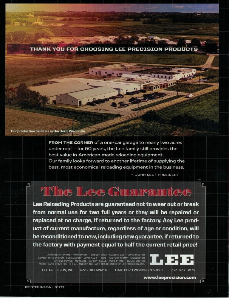 LEE 90525 Reloading Press Shell Holder R8 New in Package FAST SAME DAY SHIPPING