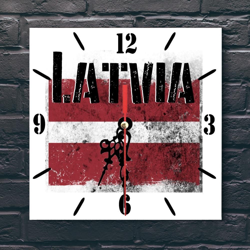 Latvia Flag Wall clock patriots CERAMIC Tile Watch Support Décor