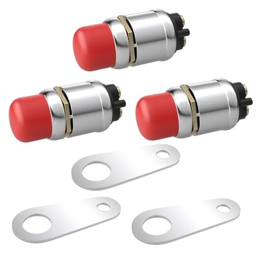 3 PCS Push Button Starter Switch 12V 50A, Waterproof Momentary Start red-3