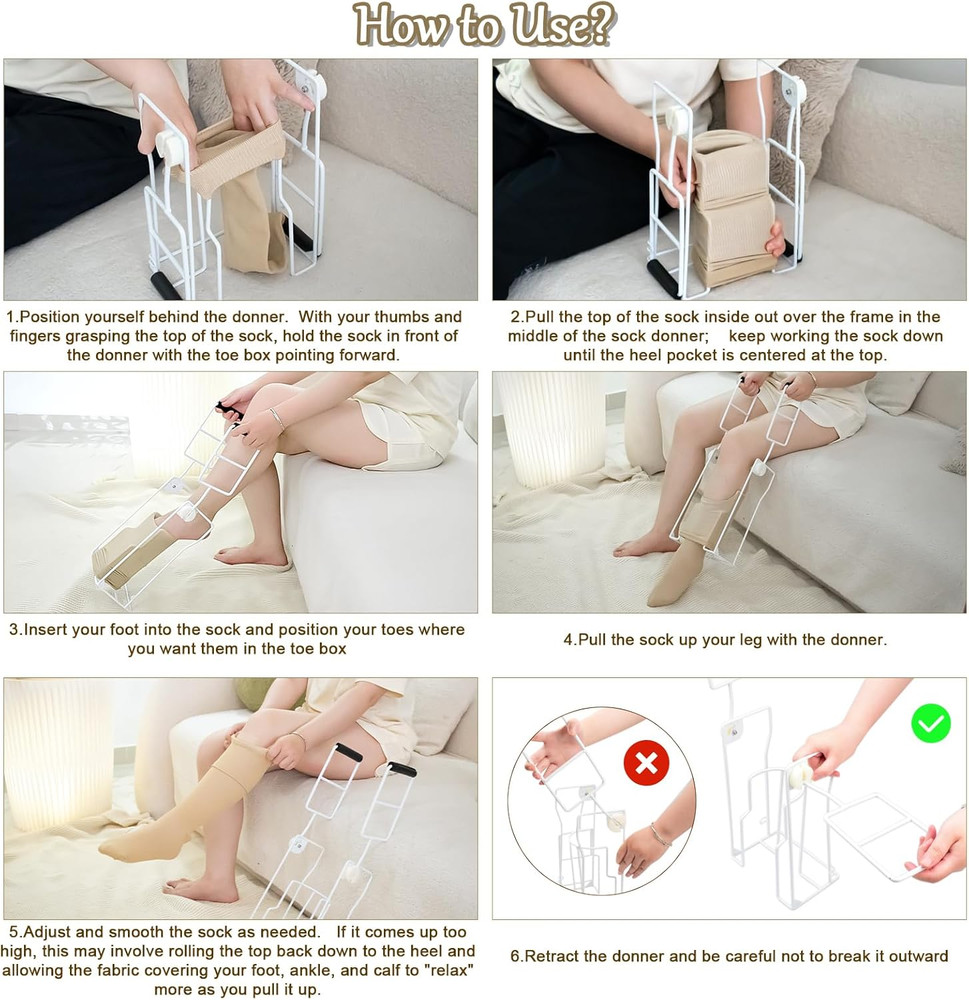 Upgraded Large Compression Sock Aid Device with Extended Handle, Compression Soc