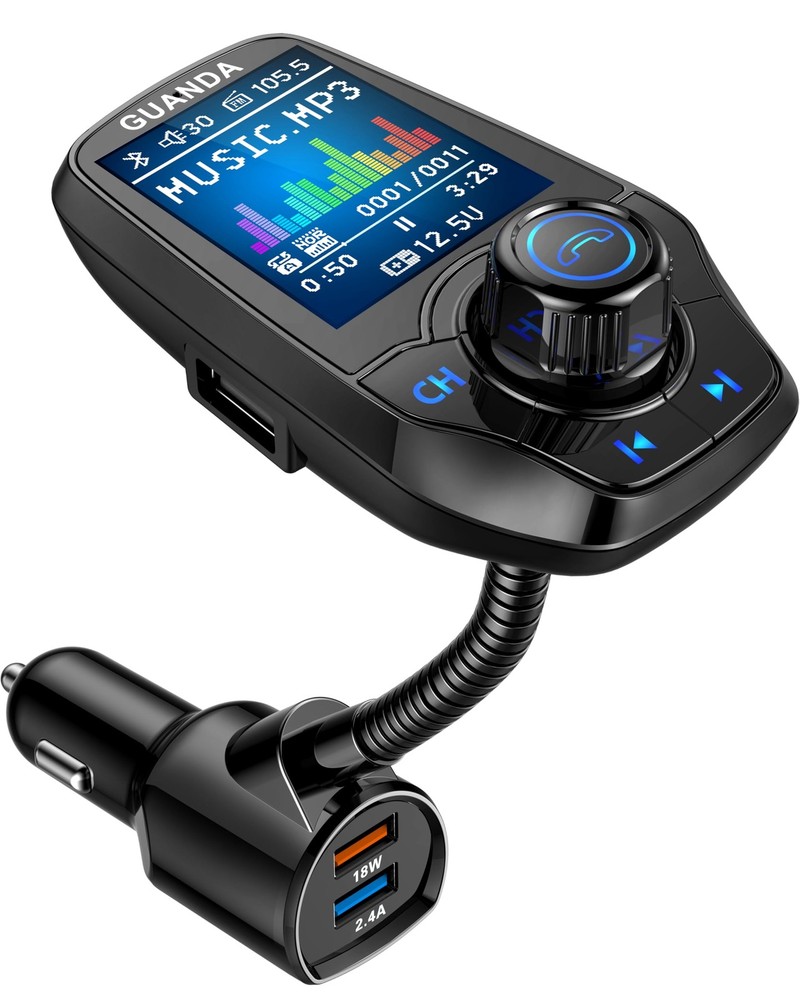 Upgraded Bluetooth Fm Transmitter For Car Wireless Radio Adapter Kit W 1.8 Colo