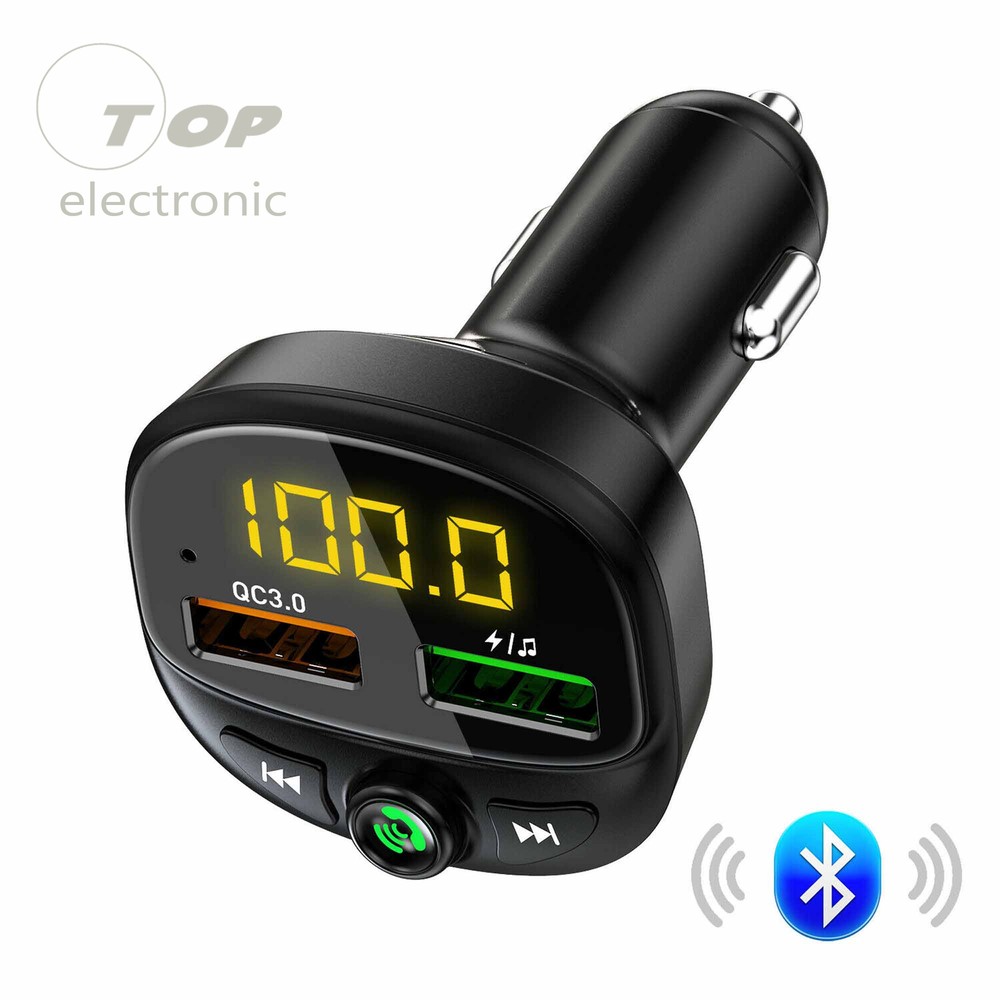 Wireless Bluetooth 5.0 FM Transmitter QC3.0 Hands-free Radio AUX Adapter Car