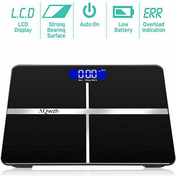 BODY WEIGHT BATHROOM SCALE W/ STEP ON TECHNOLOGY 400 LB, BLACK